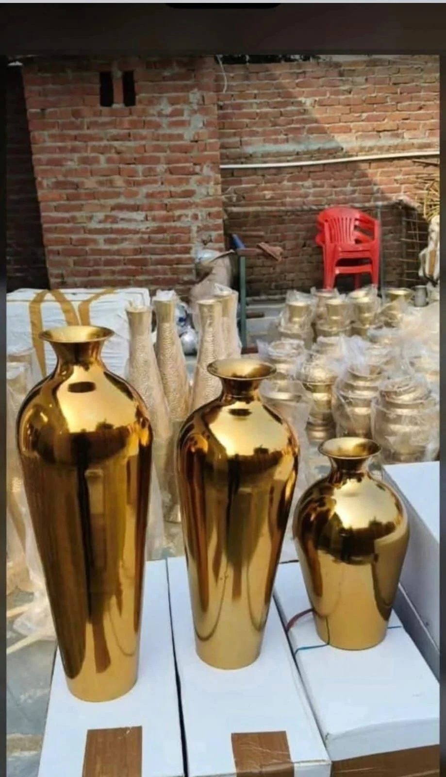 Gold-Tone Bottle Vases